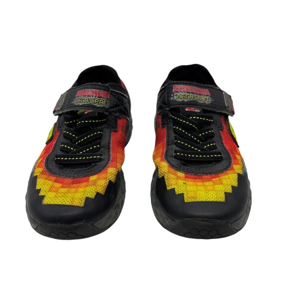 Skechers Kids Mega-Craft Shoes Size 12 BK/RD Pixel Design Hook Loop Strap - Picture 4 of 5